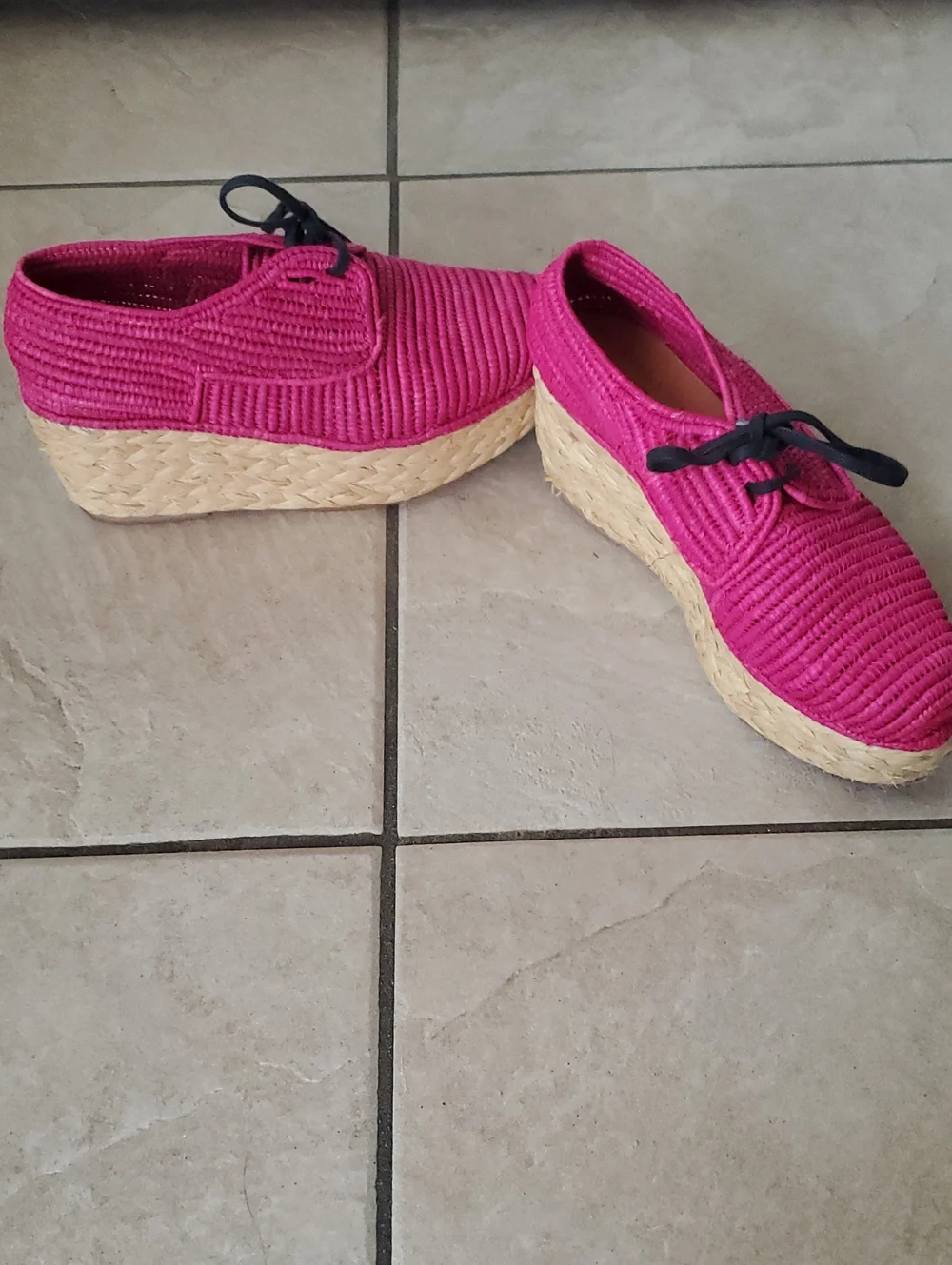 CARVEN X ROBERT CLERGERIE Raffia Platform Wedge Espadrille Sz EU36  US5.5